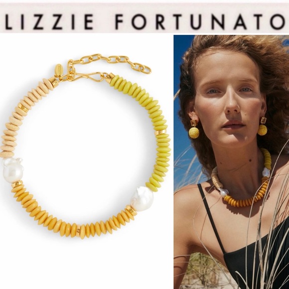 Lizzie Fortunato Tavira Necklace Yellow Gradient Beaded with Pearl Accents 275$